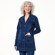 DG2 by Diane Gilman New Classic Stretch Denim City Coat