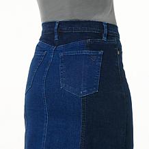 DG2 by Diane Gilman New Classic Stretch Denim Colorblock Skirt