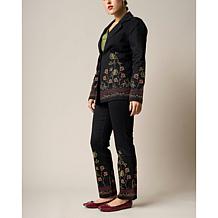 DG2 by Diane Gilman New Classic Stretch Denim Embroidered Blazer