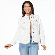DG2 by Diane Gilman New Classic Stretch Denim Embroidered Jean Jacket