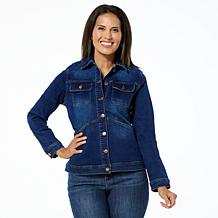 DG2 by Diane Gilman New Classic Stretch Denim Embroidered Jean Jacket