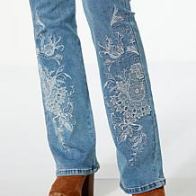 DG2 by Diane Gilman New Classic Stretch Denim Embroidered Bootcut Jean