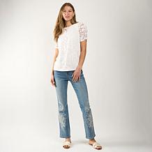DG2 by Diane Gilman New Classic Stretch Denim Embroidered Bootcut Jean