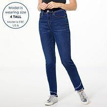 DG2 by Diane Gilman New Classic Stretch Denim Frayed Hem Skinny Jean