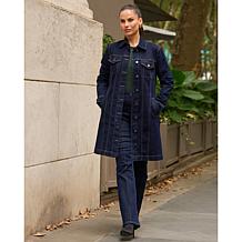 DG2 by Diane Gilman New Classic Stretch Denim Longline Car Coat