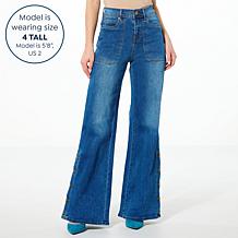 DG2 by Diane Gilman New Classic Stretch Denim Side Snap Wide-Leg Jean