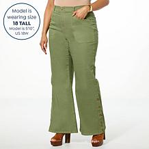 DG2 by Diane Gilman New Classic Stretch Denim Side Snap Wide-Leg Jean