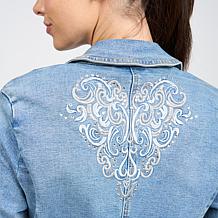DG2 by Diane Gilman New Classic Stretch Embellished Denim Blazer