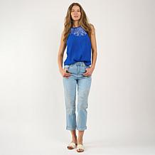 DG2 by Diane Gilman New Classic Stretch Embroidered Girlfriend Jean