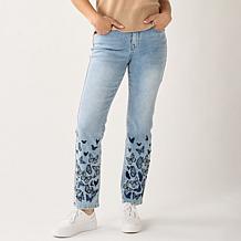 DG2 by Diane Gilman New Classic Stretch Embroidered Straight-Leg Jean