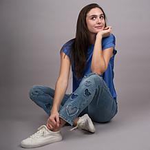 DG2 by Diane Gilman New Classic Stretch Heart Patch Straight-Leg Jean