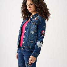 DG2 by Diane Gilman New Classic Stretch Legacy Heart Denim Jacket