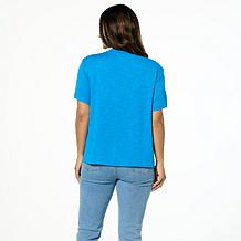 DG2 by Diane Gilman Placed Print Hi-Low Hem Slub Knit Top