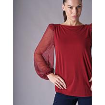 DG2 by Diane Gilman Plisse Sleeve Knit Top