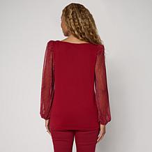 DG2 by Diane Gilman Plisse Sleeve Knit Top