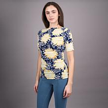 DG2 by Diane Gilman Printed Boatneck Elbow Sleeve Top