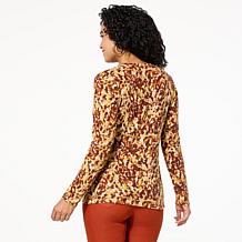 DG2 by Diane
Gilman Printed Brushed Sweater Knit Novelty Button Top