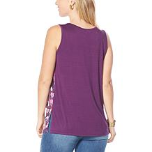 DG2 by Diane Gilman Printed Charmeuse Layered Easy Tank