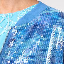 DG2 by Diane Gilman Printed Sequin Bomber Jacket