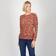 DG2 by Diane Gilman Ruched Asymmetric Seam Long Sleeve Top