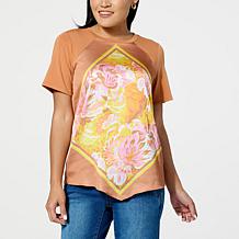 DG2 by Diane Gilman Scarf Print Raglan Tee