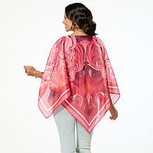 DG2 by Diane Gilman Scarf Printed Drama Top with Tank