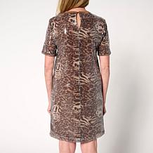 DG2 by Diane Gilman Sequin Knit Short-Sleeve T-shirt Dress