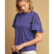 DG2 by Diane Gilman Sheer Flutter-Sleeve Top