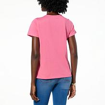 DG2 by Diane Gilman Short-Sleeve Jersey Knit Embroidered Tee