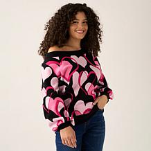 DG2 by Diane Gilman Soft Ease Heart Jacquard Sweater