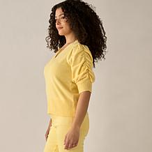 DG2 by Diane Gilman SoftEase Knit Puff-Sleeve Sweater