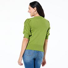 DG2 by Diane Gilman SoftEase Knit Puff-Sleeve Sweater