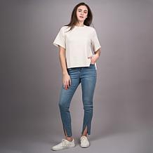 DG2 by Diane Gilman Softease Relaxed Short-Sleeve Sweater