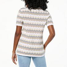 DG2 by Diane Gilman SoftEase V-Neck Pointelle Top