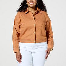DG2 by Diane Gilman Stretch Perfect Twill Denim Curved Yoke Jacket