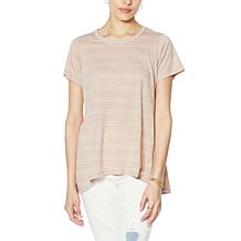 DG2 by Diane Gilman Striped Jacquard Jersey Knit Swing Tee