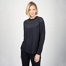 DG2 by Diane Gilman Studded Fairisle Pullover Sweater