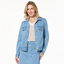 DG2 by Diane Gilman Super Stretch Knit Denim Patch Pocket Jacket