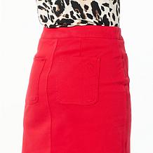 DG2 by Diane Gilman Super Stretch Knit Denim Skort with Buttons