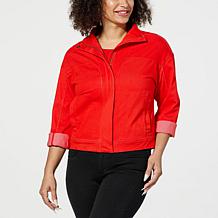 DG2 by Diane Gilman Super Stretch Knit Denim Sporty Jacket
