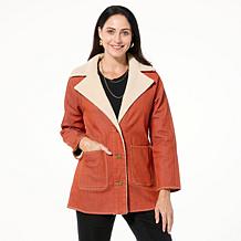 DG2 by Diane Gilman Vintage-Style Denim Sherpa Coat