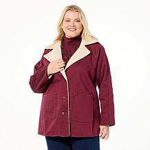 DG2 by Diane Gilman Vintage-Style Denim Sherpa Coat