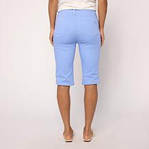DG2 by Diane Gilman Virtual Stretch Solid Denim Pull-On Bermuda Shorts