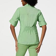 DG2 by Diane Gilman Woven Asymmetric Lace-Up Blouse