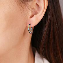 Diamond and Gemstone Rainbow Inside/Outside Hoop Earrings