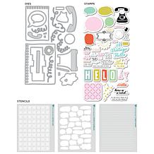 Diamond Press Vintage Hello Stamp, Die and Stencil Set