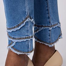 Diane Gilman Legacy Stretch Fringe Petal Hem Skinny Ankle Jean