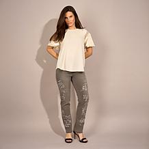 Diane Gilman New Classic Stretch Watercolor Printed Straight Leg Jean