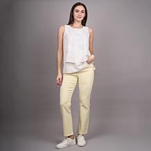 Diane Gilman Poly CDC Flutter Tank Top with Lace Trim Inset