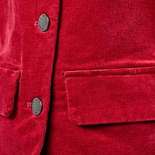 Diane Gilman Stretch Velveteen Collarless Tailored Jacket